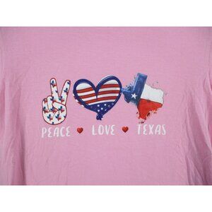 Peace Love Texas Pink Graphic Youth T-Shirt Size Large 100% Cotton Made In Hondu